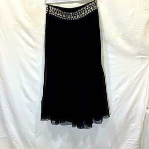 Maxi evening skirt rhinestones on waistline color Black Size Medium